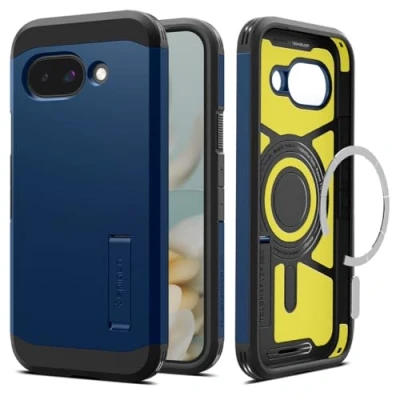Image de Spigen Tough Armor(AI) MagFit Coque Compatible avec Google Pixel 9a [Compatible MagSafe Accessoire] Bleu Marin