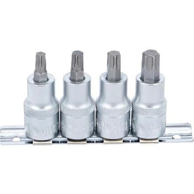 Image de BGS 8886 Jeu de douilles à embouts 12,5 mm (1/2&quot;) Profil T (pour Torx Plus) T40 T55 4 pièces
