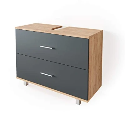 Image de Vicco Meuble sous Vasque Simple Ilias, Chêne de Force doré/Anthracite, 80 x 60.8 cm