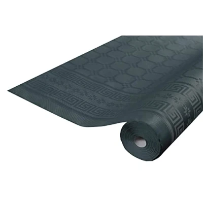 Image de Pro Nappe Réf R480659I 12 nappes jetables Papier damassé en rouleau 6 M de long X 1,20 large Couleur anthracite au motif universel chic et classique