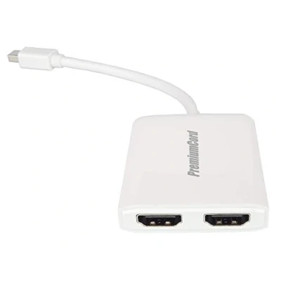 Image de PremiumCord MST Adaptateur Mini DisplayPort 1.2 auf 2X HDMI 2.0, Extension + Mirror 2 écrans divers, Vidéo 4K @ 30Hz 2160p, Full HD 1080p 60Hz, 3D, Blanc
