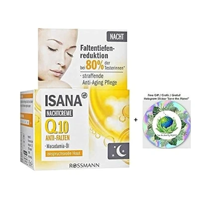 Image de ISANA Crème de nuit anti rides Q10 Soin raffermissant âge Avec huile macadamia 50 ml