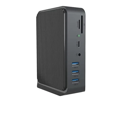 Image de ICY BOX Station d&#039;accueil USB C (13 en 1) avec 2x HDMI, Docking pour Ordinateur Portable (Gigabit Ethernet, 7 Ports 3.0), DisplayLink, IB DK2261AC