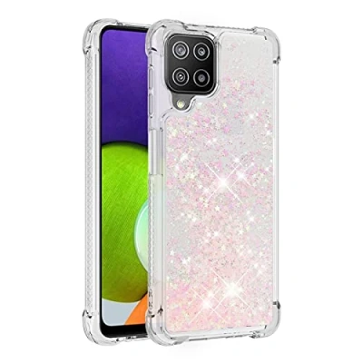 Image de KBIKO zxl Compatible avec Liquide Étui Coque pour Samsung Galaxy A22 4G, Case Paillette Housse Glitter Transparente Etui 4G / M32.Silver Pink YBL