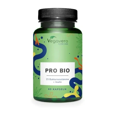 Image de Probiotiques BIO Vegavero® Les Seuls avec INULINE 60 Gélules Gastro Résistantes 15 Souches Différentes Sans Additifs Transit Intestinal + Digestion VEGAN