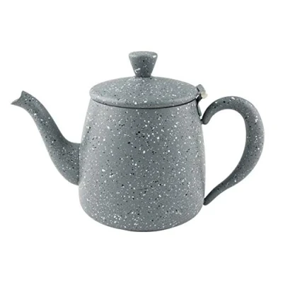Image de Café Olé Théière de première qualité en acier inoxydable avec une boule à thé intégrée fini granit gris, 35oz PT 035GG