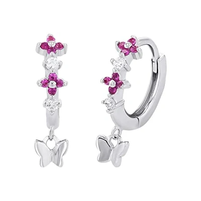 Image de Prinzessin Lillifee boucles d&#039;oreilles créoles en argent sterling 925, pour enfants, avec zircone synthétique, 1,6 cm, argent, papillon, livré dans une boîte cadeau, 2027893