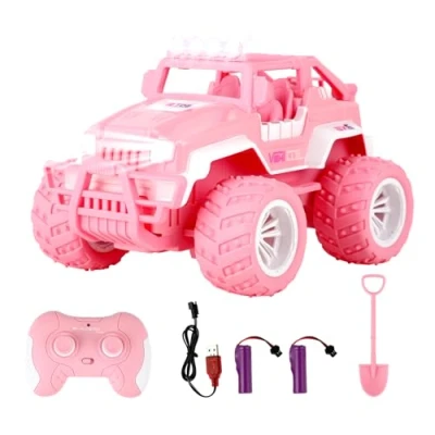 Image de Weinsamkeit Voiture Télécommandée Fille, 1:16 Telecommandé Tout Terrain avec Lumières LED 2,4GHz Monster Truck Radiocommandée RC Jouet Cadeau pour Filles 5 6 7 8 9 10 Ans, Rose