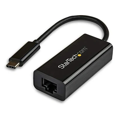 Image de StarTech.com Adaptateur USB C vers Gigabit Ethernet Noir Compatible Thunderbolt 3 Windows et Mac Convertisseur Réseau LAN RJ45 (US1GC30B)
