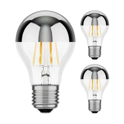 Image de ledscom.de 3 pièces E27 ampoules LED, A60, blanc chaud (2700 K), 6 W, 667lm, miroir de tête (argent)