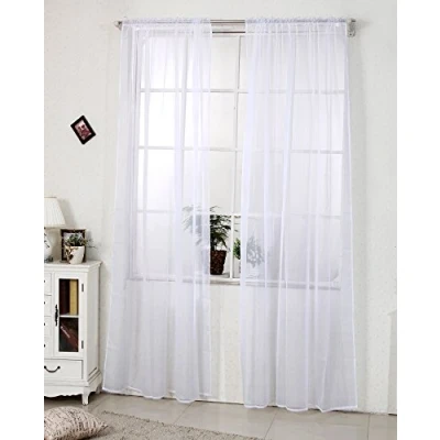 Image de WOLTU VH5511ws 1 pièce Voilage Rideau en Voile paravent, Douceur d&#039;intérieur pour Porte Fenêtre Balcon, 140x245 cm, diverses formats et Couleurs au Choix, Blanc