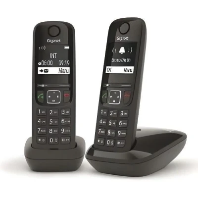 Image de Gigaset AS690 Duo Téléphone fixe sans fil, 2 combinés avec grand écran rétroéclairé pour un affichage ultra lisible, fonction blocage d&#039;appels Blanc [Version Française]