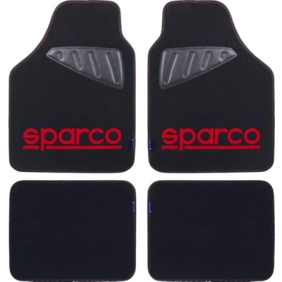 Image de Sparco Set Complet de Tapis universels pour Voiture en Moquette Noir/Rouge Polyester