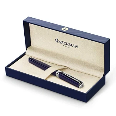 Image de Waterman Exception stylo plume fin noir avec clip doré à l’or 23 k fine cartouche d&#039;encre bleue coffret cadeau