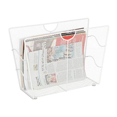 Image de relaxdays Porte revues en métal, Support à journaux Autonome, maillé, Salon et WC, HLP: 27 x 39 17 cm, Blanc