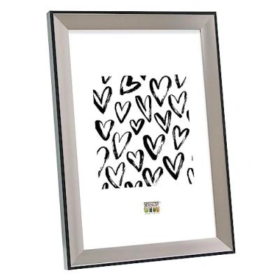 Image de Deknudt Frames S45FD2 Cadre Photo avec Filet Résine Argenté/Noir 15 x 20 cm