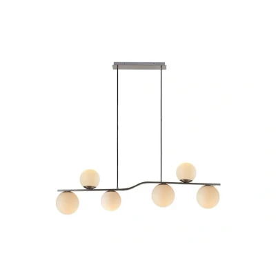 Image de Lindby Suspension Avalyn à intensité variable (Jeunes, étudiants) en Blanc Verre e. a. pour Salon &amp; Salle manger (à 6 lampes, E14), Luminaire, Lampe Plafond, Luminaire Plafonnier