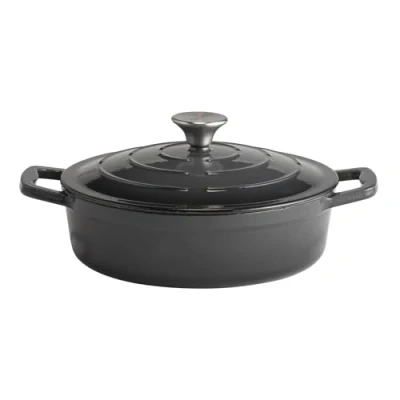 Image de APS 88305 5 Stars Cocotte en fonte avec couvercle compatible induction et four support de Ø 28 cm 3 l Anthracite