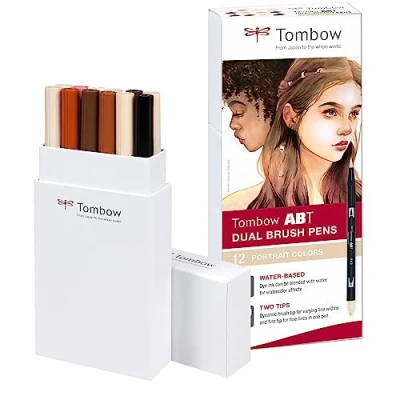 Image de Tombow ABT 12P 4, Feutre Dual Brush Pen avec deux pointes, Couleurs : portrait , 12pcs