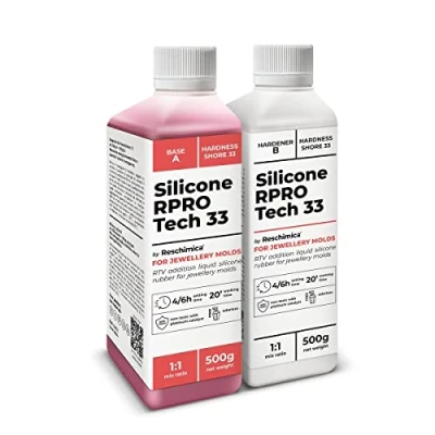Image de Caoutchouc de silicone rouge liquide pour moulage 1:1 R PRO TECH 33, 100% sûr et non toxique avec catalyseur au platine (1 kg)