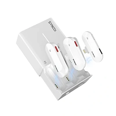 Image de SYNCO Micro Cravate sans Fil pour iPhone, P1SL Microphone Lavalier Wireless iPad 2.4GHz avec étui de Chargement【Certifié MFi Lightning】 Plug and Play, iphone