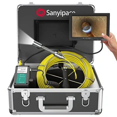 Image de Caméra d&#039;inspection de Drain 50M, Tuyau avec DVR Funcion Professionnel Industriel d&#039;égout Endoscope sans Fil IP68 Étanche Moniteur Couleur TFT 7&#039;&#039; 1000TVL CCD Carte SD 8 Go