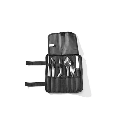 Image de HENDI Chef Plating Kit, set d&#039;outils de décoration alimentaire, 6 pièces pinces précision cuillères culinaire spatules, étui inclus, acier inoxydable satiné, polyester, PP