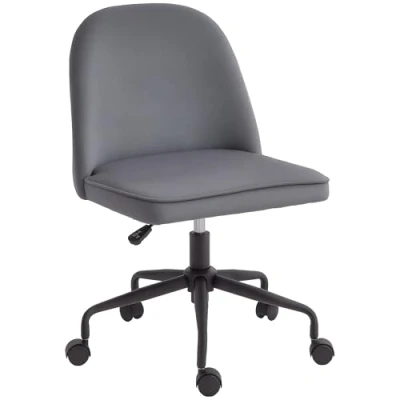 Image de HOMCOM Chaise de Bureau Fauteuil Bureau, réglable en Hauteur avec roulettes pivotantes, Fonction à Bascule, dim. 52l x 88H cm Aspect Velours Gris