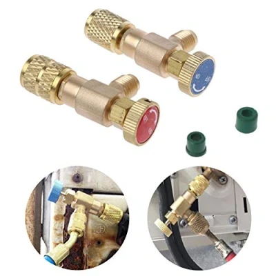 Image de LNIMIKIY Lot de 2 valves sécurité Pas fuite Pour réfrigérant Raccord rapide Adaptateur remplacement Facile à utiliser Contrôle du véhicule scellé