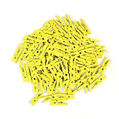 Image de ARK 100 Mini Pinces à Linge en Bois (Jaune).