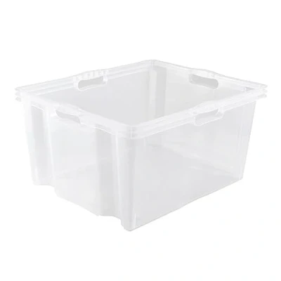 Image de keeeper Boîte de Rangement avec Système d’Empilage, 54,5 x 39 29,5 cm, 45 l, Emil, Transparent