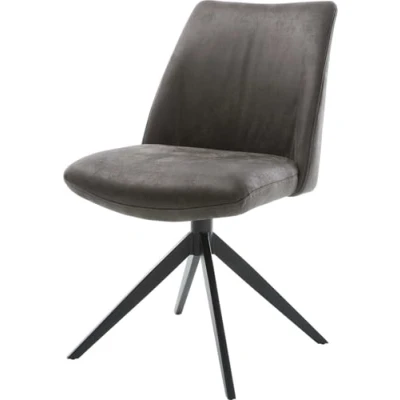 Image de Chaise pivotante Elso Flex microvelours anthracite vintage pied croisé large noir pivotement sur 360 fonction bascule ressorts ensachés