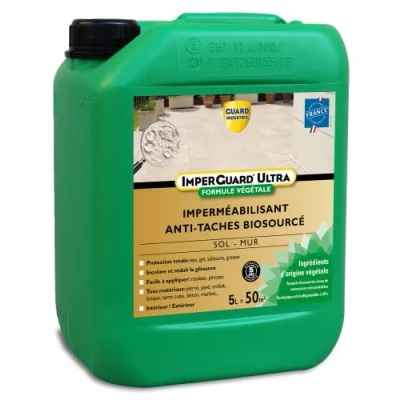 Image de ImperGuard Ultra Formule Végétale Imperméabilisant Super Antitache Incolore Biosourcé, Biodégradable Toute Pierre 5L 50m2
