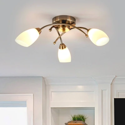 Image de Searchlight Beau plafonnier OPERA 3 lampes laiton vieilli