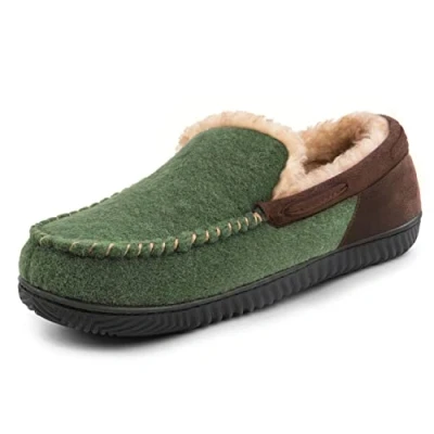Image de RockDove Hearthfire Chaussons mocassins en mousse à mémoire de forme pour homme, vert forêt, 41 EU
