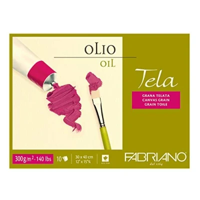 Image de FABRIANO Tela, Grain Toile Bloc 4 côtés collés 30x40 cm 300 GSM 10 Feuilles