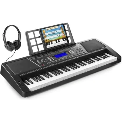 Image de Max KB12P Clavier Électronique 61 Touches avec Casque Audio pour Musicien Confirmé, Connexion MIDI, Fonction d&#039;Enregistrement, 2 Haut Parleurs Intégrés, Idéal la Production Musicale