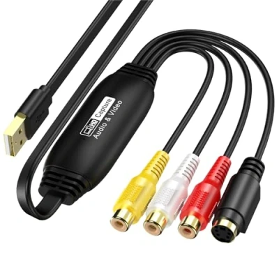 Image de SUNYOY USB 2.0 Video Capture Card Analogue to Digital PC Transfer Kit VHS DVD/Cassette Retro Console/Video Grabber Compatible avec Windows XP/Vista/Win 11/10/7/8/8.1 &amp; MAC etc.