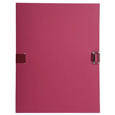 Image de Exacompta Réf. 724E Carton de 10 chemises à dos extensible en papier toilé couleur jusqu&#039;à 13 cm fermeture par sangle dim 24 x 32 pour format A4 bordeaux