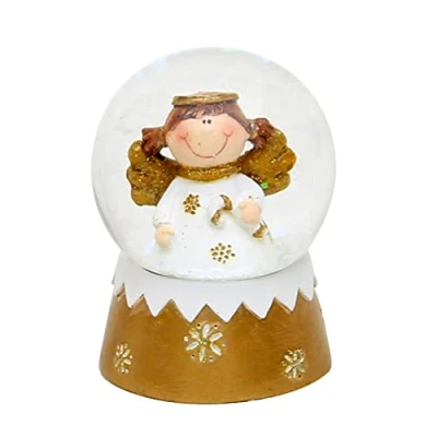 Image de Dekohelden24 501054 Mini Boule à Neige avec Ange, Dimensions l x H : 5 6,5 cm, diamètre de 4,5 Motif Petite Fille