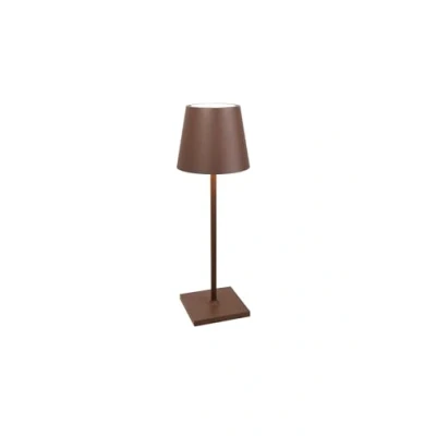 Image de Zafferano Poldina Pro L Desk Lampe de Table LED sans Fil Rechargeable Tactile Dimmable d&#039;Intérieur et d&#039;Extérieur IP54 Temp. Lumière 2200 2700 3000K Aluminium H49,7 (Corten)