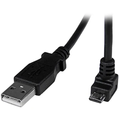 Image de StarTech.com Câble Micro USB 2 m A vers B coudé 90 le bas Angle Coude Noir 2m (USBAUB2MD)