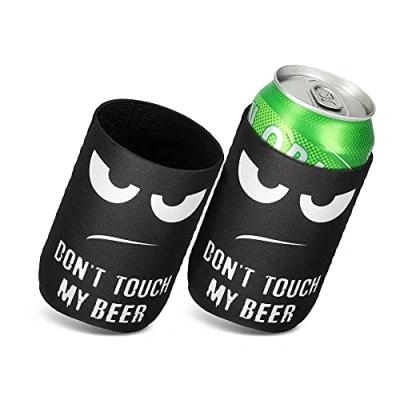 Image de kwmobile 2x Rafraîchisseur de canette compatible avec 330ml / 355ml Boîte Lot refroidisseurs canettes soda bières 6,5 x 10 cm blanc noir