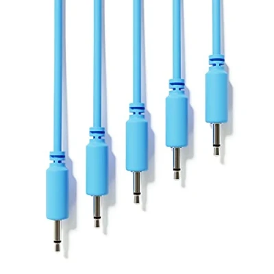 Image de ExcelValley 5 Pack Câbles Modulaires Mono Patch TS 3,5mm 1/8&quot; Eurorack Synthétiseur [Bleu 10 cm 4&quot;]