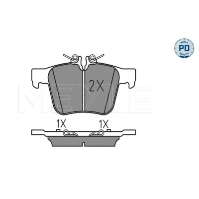 Image de MEYLE 025 253 5416/PD Jeu de plaquettes frein PD Quality Essieu arrière préparé pour indicateur d&#039;usure avec tôle anti bruit