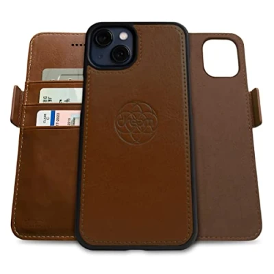 Image de dreem Fibonacci Compatible avec iPhone 13 Mini funda cartera / 2 en 1 étui Antichoc et Folio Amovible Cuir végétal, MagSafe, Protection RFID [Chocolat]
