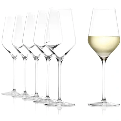 Image de Stölzle_Lausitz Verre de vin blanc Quatrophil 405ml I lot 6 verres à résistants au lave vaisselle incassables élégants en cristal comme soufflé la bouche meilleure qualité
