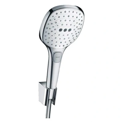 Image de hansgrohe Raindance Select E Ensemble support mural et douchette 120 3 jet avec flexible de douche 160 cm, blanc/chromé, 26720400