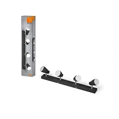 Image de LEDVANCE LED SPOT PEAR PELIR PLAGE de CLUSION 600 mm, noir, 17,2W, 840LM, offre une lumière dirigée avec couleur blanche chaude, des projecteurs GU10 flexibles IP20, 2700k