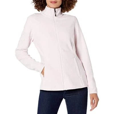 Image de Amazon Essentials Veste à Fermeture Éclair intégrale, en Polaire Douce, Coupe Classique (Grandes Tailles Disponibles) Femme, Rose Clair, XS